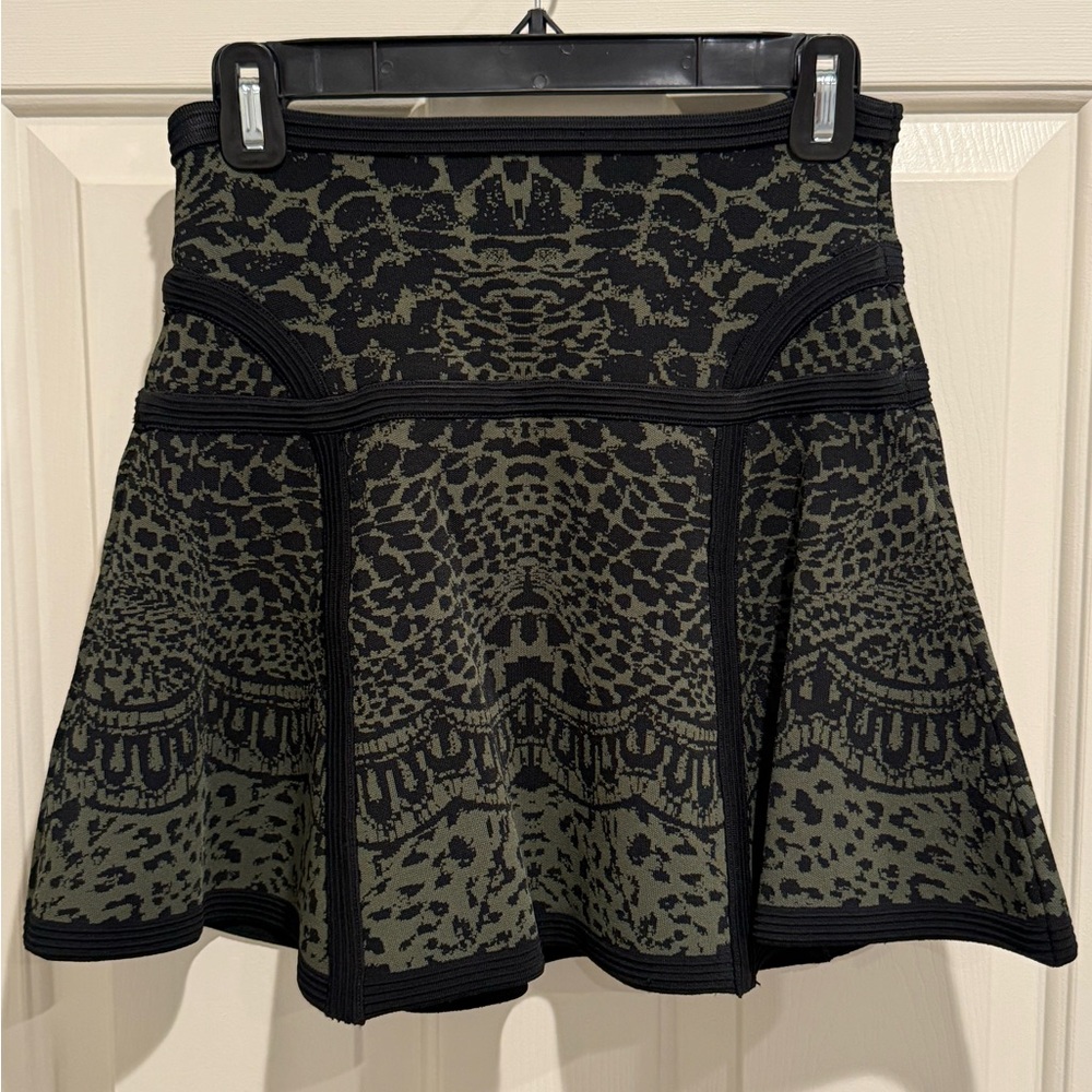 Diane Von Furstenberg Black and Green Mini Skirt